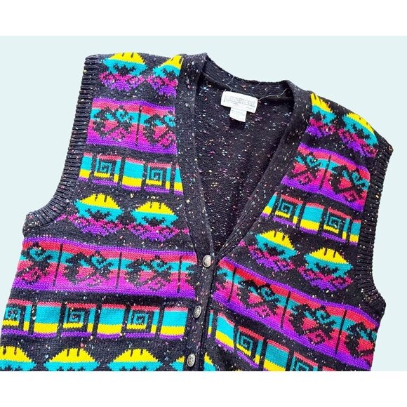 Vintage JUSTINE TODD Southwest Inspired Sweater Vest 80s 90s Size Large - Picture 4 of 8